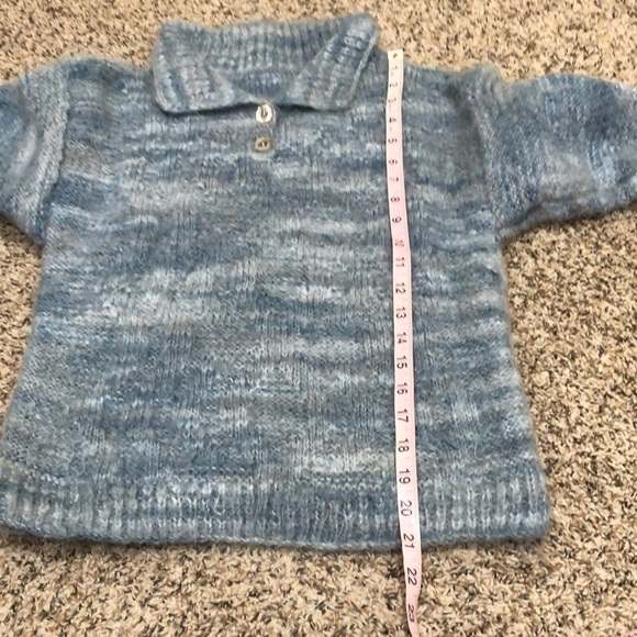 Vintage Collared Sweater Size Small Fuzzy Blue Space Dye - Picture 7 of 8